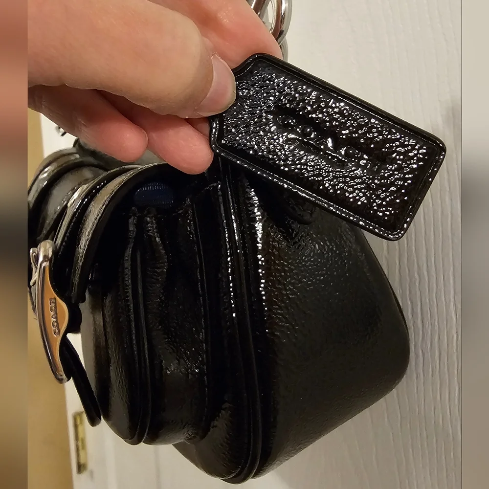 Coach Ashton Black Glazed Leather Crossbody Bag - Picture 5 of 11